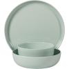 image:imageGibson Home Fairhope 12Piece Matte Black Melamine Dinnerware Set  Durable Lightweight Plates and Bowls Kitchen Dining SetGreen Matte ExteriorShiny Interior