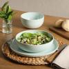image:imageGibson Home Fairhope 12Piece Matte Black Melamine Dinnerware Set  Durable Lightweight Plates and Bowls Kitchen Dining SetGreen Matte ExteriorShiny Interior
