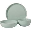 image:imageGibson Home Fairhope 12Piece Matte Black Melamine Dinnerware Set  Durable Lightweight Plates and Bowls Kitchen Dining SetGreen Matte ExteriorShiny Interior
