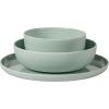 image:imageGibson Home Fairhope 12Piece Matte Black Melamine Dinnerware Set  Durable Lightweight Plates and Bowls Kitchen Dining SetGreen Matte ExteriorShiny Interior