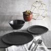 image:imageGibson Home Fairhope 12Piece Matte Black Melamine Dinnerware Set  Durable Lightweight Plates and Bowls Kitchen Dining SetMatte Black