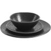 image:imageGibson Home Fairhope 12Piece Matte Black Melamine Dinnerware Set  Durable Lightweight Plates and Bowls Kitchen Dining SetMatte Black