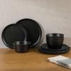 image:imageGibson Home Fairhope 12Piece Matte Black Melamine Dinnerware Set  Durable Lightweight Plates and Bowls Kitchen Dining SetMatte Black Fairhope