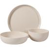 image:imageGibson Home Fairhope 12Piece Matte Black Melamine Dinnerware Set  Durable Lightweight Plates and Bowls Kitchen Dining SetTaupe Cream Matte ExteriorShiny Interior