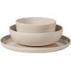 image:imageGibson Home Fairhope 12Piece Matte Black Melamine Dinnerware Set  Durable Lightweight Plates and Bowls Kitchen Dining SetTaupe Cream Matte ExteriorShiny Interior