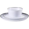 image:imageGibson Home Fairhope 12Piece Matte Black Melamine Dinnerware Set  Durable Lightweight Plates and Bowls Kitchen Dining SetWhite w Black Rim