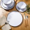 image:imageGibson Home Fairhope 12Piece Matte Black Melamine Dinnerware Set  Durable Lightweight Plates and Bowls Kitchen Dining SetWhite w Black Rim