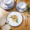 image:imageGibson Home Fairhope 12Piece Matte Black Melamine Dinnerware Set  Durable Lightweight Plates and Bowls Kitchen Dining SetWhite w Black Rim