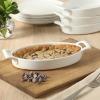 image:imageGibson Home Gracious Dining 26Qt White Stoneware Covered Baking Dish wMultiPurpose Lid  127 x 9 Rectangular Oven Safe Casserole Lasagna amp Roasting Baker Lid Doubles as Serveware or TrivetWhite  15oz Oval Set of 4