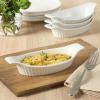 image:imageGibson Home Gracious Dining 26Qt White Stoneware Covered Baking Dish wMultiPurpose Lid  127 x 9 Rectangular Oven Safe Casserole Lasagna amp Roasting Baker Lid Doubles as Serveware or TrivetWhite  9oz Oval Set of 4