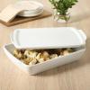 image:imageGibson Home Gracious Dining 26Qt White Stoneware Covered Baking Dish wMultiPurpose Lid  127 x 9 Rectangular Oven Safe Casserole Lasagna amp Roasting Baker Lid Doubles as Serveware or TrivetWhite  26Qt Rectangular w Lid