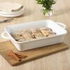 image:imageGibson Home Gracious Dining 26Qt White Stoneware Covered Baking Dish wMultiPurpose Lid  127 x 9 Rectangular Oven Safe Casserole Lasagna amp Roasting Baker Lid Doubles as Serveware or TrivetWhite  25Qt Rectangular
