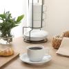 image:imageGibson Home Gracious Dining 3Ounce Espresso Cups Set of 4 Small Stackable Coffee Cups with 4 Saucers Metal Stand Ceramic Demitasse Mugs Espresso Accessories for MachineWhite Gracious Dining Cappuccino