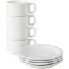 image:imageGibson Home Gracious Dining 3Ounce Espresso Cups Set of 4 Small Stackable Coffee Cups with 4 Saucers Metal Stand Ceramic Demitasse Mugs Espresso Accessories for MachineWhite Gracious Dining Cappuccino