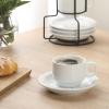 image:imageGibson Home Gracious Dining 3Ounce Espresso Cups Set of 4 Small Stackable Coffee Cups with 4 Saucers Metal Stand Ceramic Demitasse Mugs Espresso Accessories for MachineWhite Gracious Dining Espresso