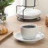 image:imageGibson Home Gracious Dining 3Ounce Espresso Cups Set of 4 Small Stackable Coffee Cups with 4 Saucers Metal Stand Ceramic Demitasse Mugs Espresso Accessories for MachineWhite Gracious Dining Cappuccino