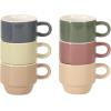 image:imageGibson Home Gracious Dining 3Ounce Espresso Cups Set of 4 Small Stackable Coffee Cups with 4 Saucers Metal Stand Ceramic Demitasse Mugs Espresso Accessories for MachineAssorted Colors Brew Harmony