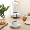 image:imageGibson Home Gracious Dining 3Ounce Espresso Cups Set of 4 Small Stackable Coffee Cups with 4 Saucers Metal Stand Ceramic Demitasse Mugs Espresso Accessories for MachineWhite Gracious Dining Espresso