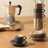 image:imageGibson Home Gracious Dining 3Ounce Espresso Cups Set of 4 Small Stackable Coffee Cups with 4 Saucers Metal Stand Ceramic Demitasse Mugs Espresso Accessories for MachineAssorted Colors Brew Harmony