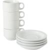 image:imageGibson Home Gracious Dining 3Ounce Espresso Cups Set of 4 Small Stackable Coffee Cups with 4 Saucers Metal Stand Ceramic Demitasse Mugs Espresso Accessories for MachineWhite Gracious Dining Espresso