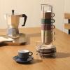 image:imageGibson Home Gracious Dining 3Ounce Espresso Cups Set of 4 Small Stackable Coffee Cups with 4 Saucers Metal Stand Ceramic Demitasse Mugs Espresso Accessories for MachineAssorted Colors Brew Harmony