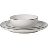 image:imageGibson Home Havenstone 12Piece Porcelain Dinnerware Set  Dinner Plates Salad Plates amp Bowls Classic White Everyday Dish Set for Home Kitchen Microwave amp Dishwasher SafeWhite w Black Rim Havenstone