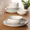 image:imageGibson Home Havenstone 12Piece Porcelain Dinnerware Set  Dinner Plates Salad Plates amp Bowls Classic White Everyday Dish Set for Home Kitchen Microwave amp Dishwasher SafeWhite w Black Rim Havenstone