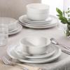 image:imageGibson Home Havenstone 12Piece Porcelain Dinnerware Set  Dinner Plates Salad Plates amp Bowls Classic White Everyday Dish Set for Home Kitchen Microwave amp Dishwasher SafeWhite Havenstone