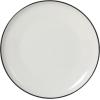 image:imageGibson Home Havenstone 12Piece Porcelain Dinnerware Set  Dinner Plates Salad Plates amp Bowls Classic White Everyday Dish Set for Home Kitchen Microwave amp Dishwasher SafeWhite w Black Rim Havenstone