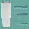 image:imageGibson Home Marina 29Ounce Stainless Steel Travel Tumbler with Carry Handle and Lid Double Wall Insulated Mug LeakResistant Fits Car Cup Holder Matte WhiteMatte White w Carry Handle