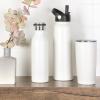 image:imageGibson Home Marina 29Ounce Stainless Steel Travel Tumbler with Carry Handle and Lid Double Wall Insulated Mug LeakResistant Fits Car Cup Holder Matte WhiteWhite