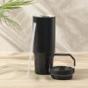 image:imageGibson Home Marina 29Ounce Stainless Steel Travel Tumbler with Carry Handle and Lid Double Wall Insulated Mug LeakResistant Fits Car Cup Holder Matte WhiteMatte Black w Carry Handle