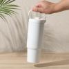 image:imageGibson Home Marina 29Ounce Stainless Steel Travel Tumbler with Carry Handle and Lid Double Wall Insulated Mug LeakResistant Fits Car Cup Holder Matte WhiteMatte White w Carry Handle