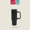 image:imageGibson Home Marina 29Ounce Stainless Steel Travel Tumbler with Carry Handle and Lid Double Wall Insulated Mug LeakResistant Fits Car Cup Holder Matte WhiteMatte Black