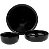 image:imageGibson Home Melbourne White Plates and Bowls Set 16 Piece Embossed Ceramic Dinnerware Set  Service for 4 Dishes  With Pasta BowlBlack Oslo