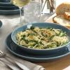 image:imageGibson Home Melbourne White Plates and Bowls Set 16 Piece Embossed Ceramic Dinnerware Set  Service for 4 Dishes  With Pasta BowlBlue Summer Shades