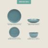 image:imageGibson Home Melbourne White Plates and Bowls Set 16 Piece Embossed Ceramic Dinnerware Set  Service for 4 Dishes  With Pasta BowlBlue Summer Shades