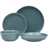 image:imageGibson Home Melbourne White Plates and Bowls Set 16 Piece Embossed Ceramic Dinnerware Set  Service for 4 Dishes  With Pasta BowlBlue Summer Shades