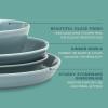 image:imageGibson Home Melbourne White Plates and Bowls Set 16 Piece Embossed Ceramic Dinnerware Set  Service for 4 Dishes  With Pasta BowlBlue Summer Shades