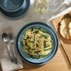 image:imageGibson Home Melbourne White Plates and Bowls Set 16 Piece Embossed Ceramic Dinnerware Set  Service for 4 Dishes  With Pasta BowlBlue Summer Shades