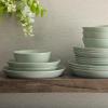 image:imageGibson Home Melbourne White Plates and Bowls Set 16 Piece Embossed Ceramic Dinnerware Set  Service for 4 Dishes  With Pasta BowlGreen Summer Shades
