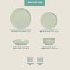 image:imageGibson Home Melbourne White Plates and Bowls Set 16 Piece Embossed Ceramic Dinnerware Set  Service for 4 Dishes  With Pasta BowlGreen Summer Shades