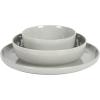 image:imageGibson Home Melbourne White Plates and Bowls Set 16 Piece Embossed Ceramic Dinnerware Set  Service for 4 Dishes  With Pasta BowlGrey Oslo