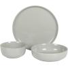 image:imageGibson Home Melbourne White Plates and Bowls Set 16 Piece Embossed Ceramic Dinnerware Set  Service for 4 Dishes  With Pasta BowlGrey Oslo
