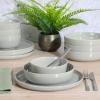image:imageGibson Home Melbourne White Plates and Bowls Set 16 Piece Embossed Ceramic Dinnerware Set  Service for 4 Dishes  With Pasta BowlGrey Oslo