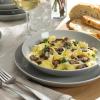 image:imageGibson Home Melbourne White Plates and Bowls Set 16 Piece Embossed Ceramic Dinnerware Set  Service for 4 Dishes  With Pasta BowlGrey Summer Shades
