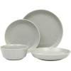 image:imageGibson Home Melbourne White Plates and Bowls Set 16 Piece Embossed Ceramic Dinnerware Set  Service for 4 Dishes  With Pasta BowlGrey Summer Shades
