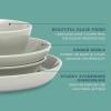 image:imageGibson Home Melbourne White Plates and Bowls Set 16 Piece Embossed Ceramic Dinnerware Set  Service for 4 Dishes  With Pasta BowlGrey Summer Shades