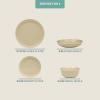 image:imageGibson Home Melbourne White Plates and Bowls Set 16 Piece Embossed Ceramic Dinnerware Set  Service for 4 Dishes  With Pasta BowlTaupe Summer Shades