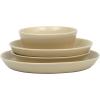 image:imageGibson Home Melbourne White Plates and Bowls Set 16 Piece Embossed Ceramic Dinnerware Set  Service for 4 Dishes  With Pasta BowlTaupe Summer Shades